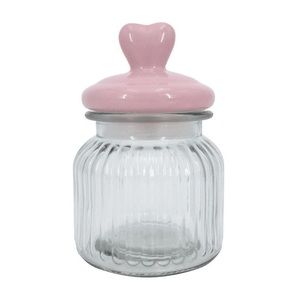 Valentine glass jar with pink heart ceramic lid